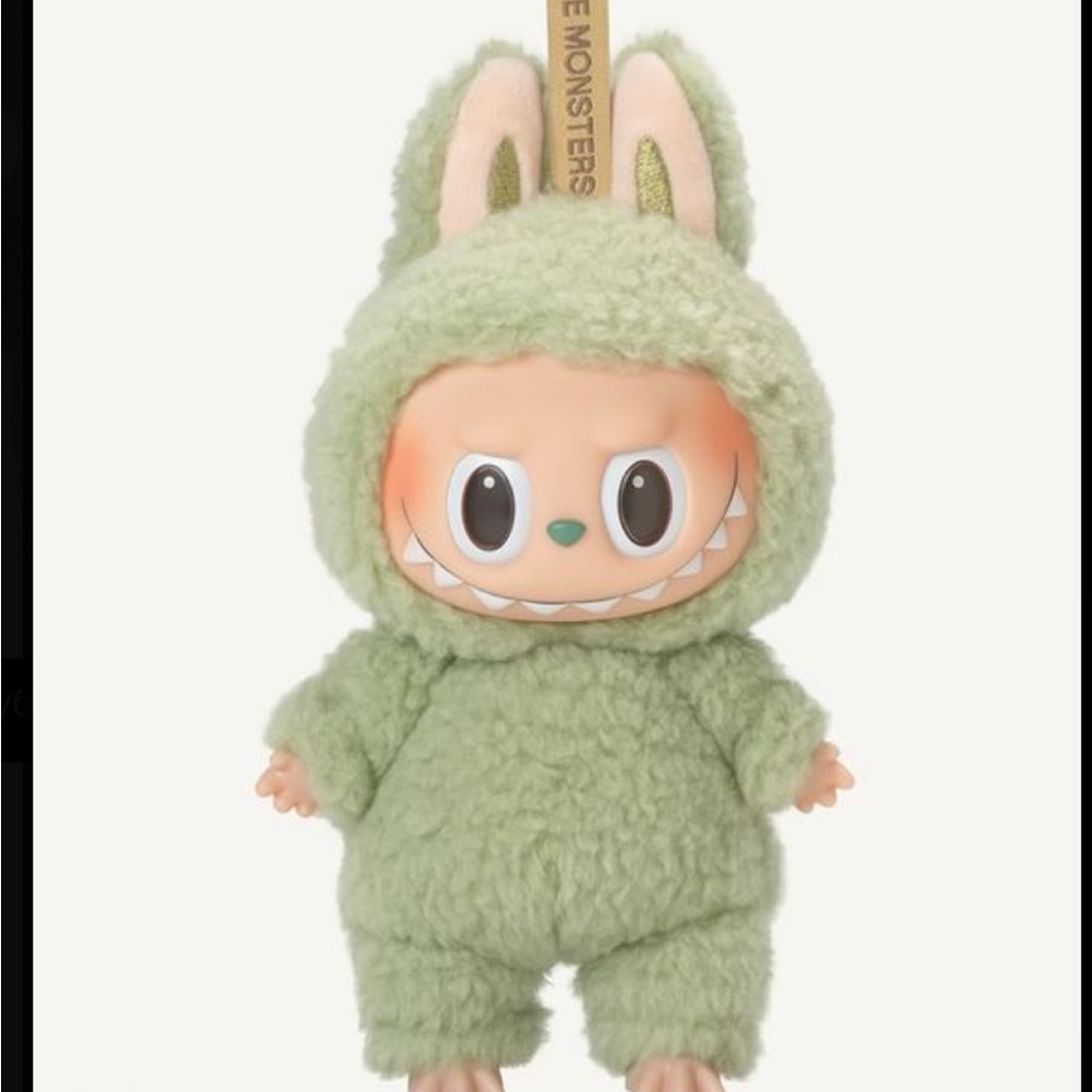 Fuzzy Green Monster Doll with Bunny Ears